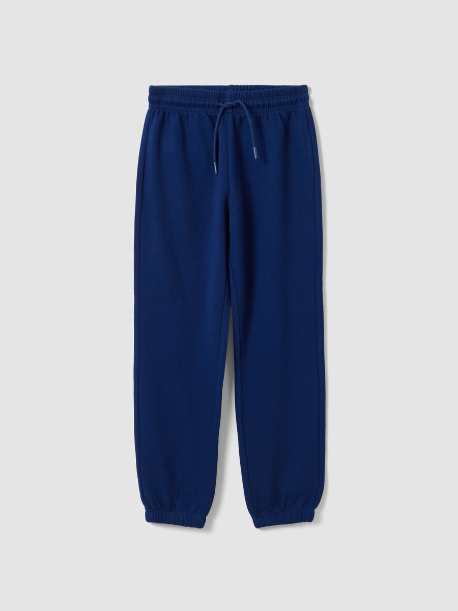 Jogger blu in puro cotone organico regular fit per bambino_0