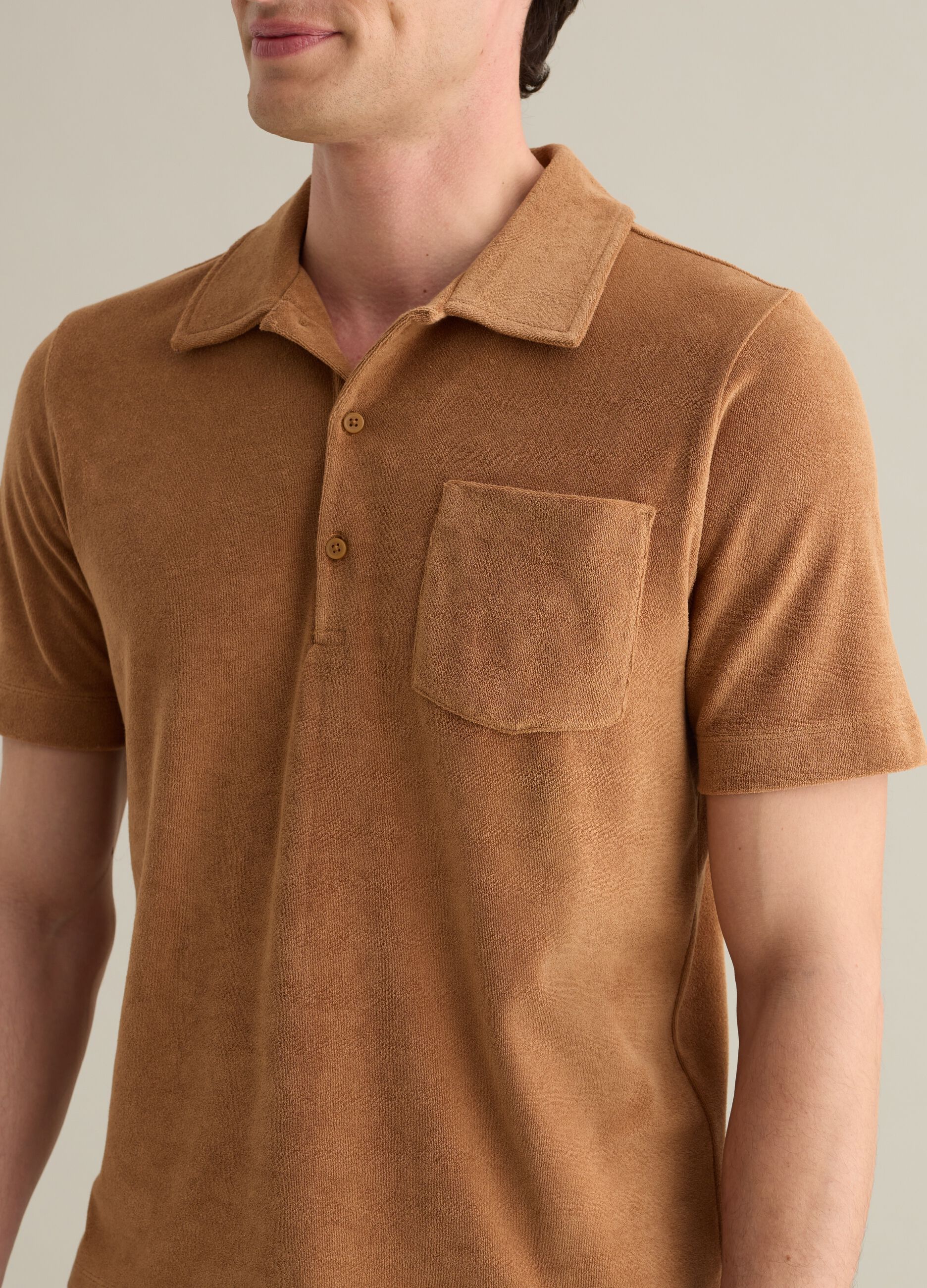 Brown short sleeve cotton blend polo