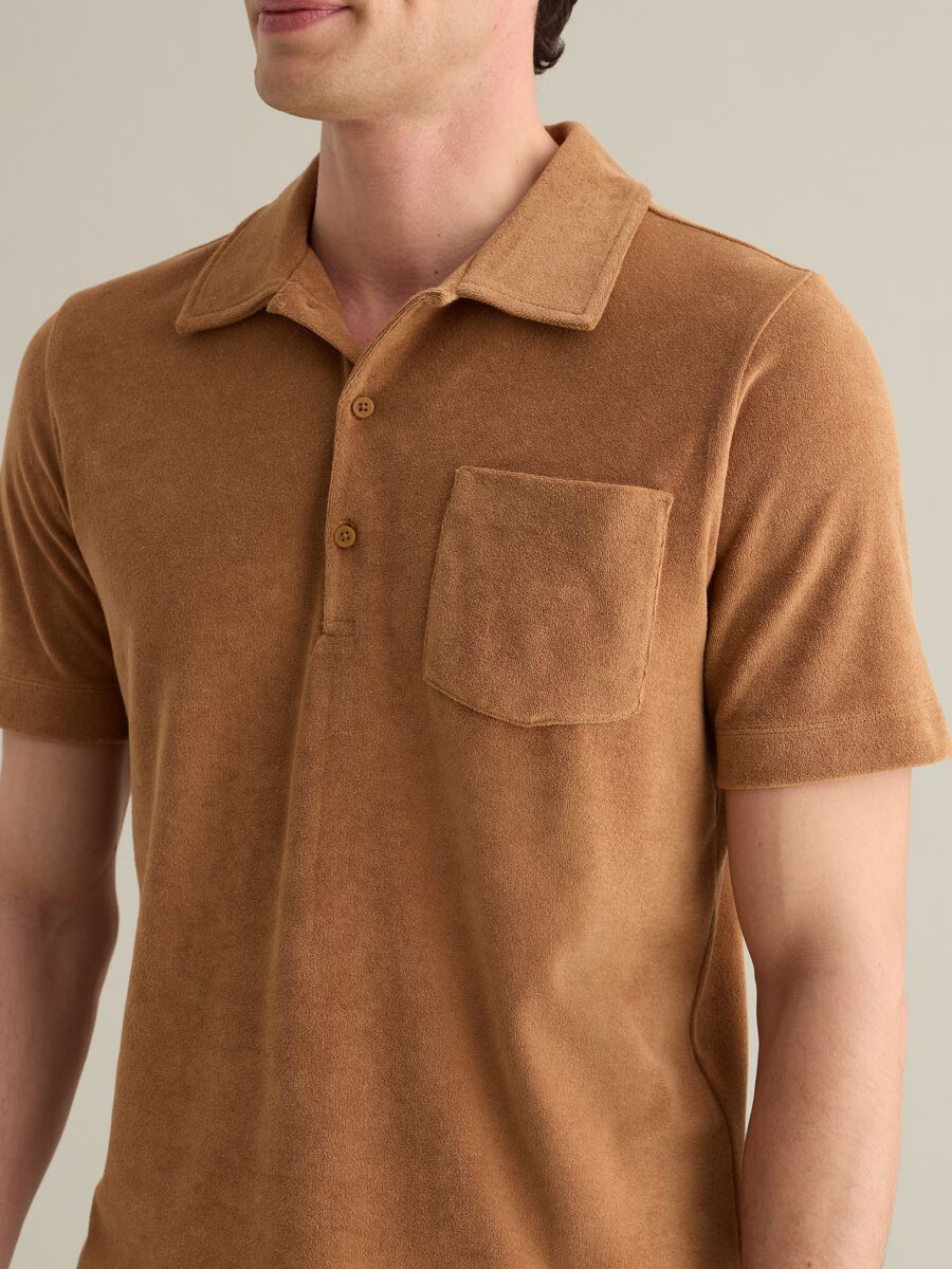 Brown short sleeve cotton blend polo_2