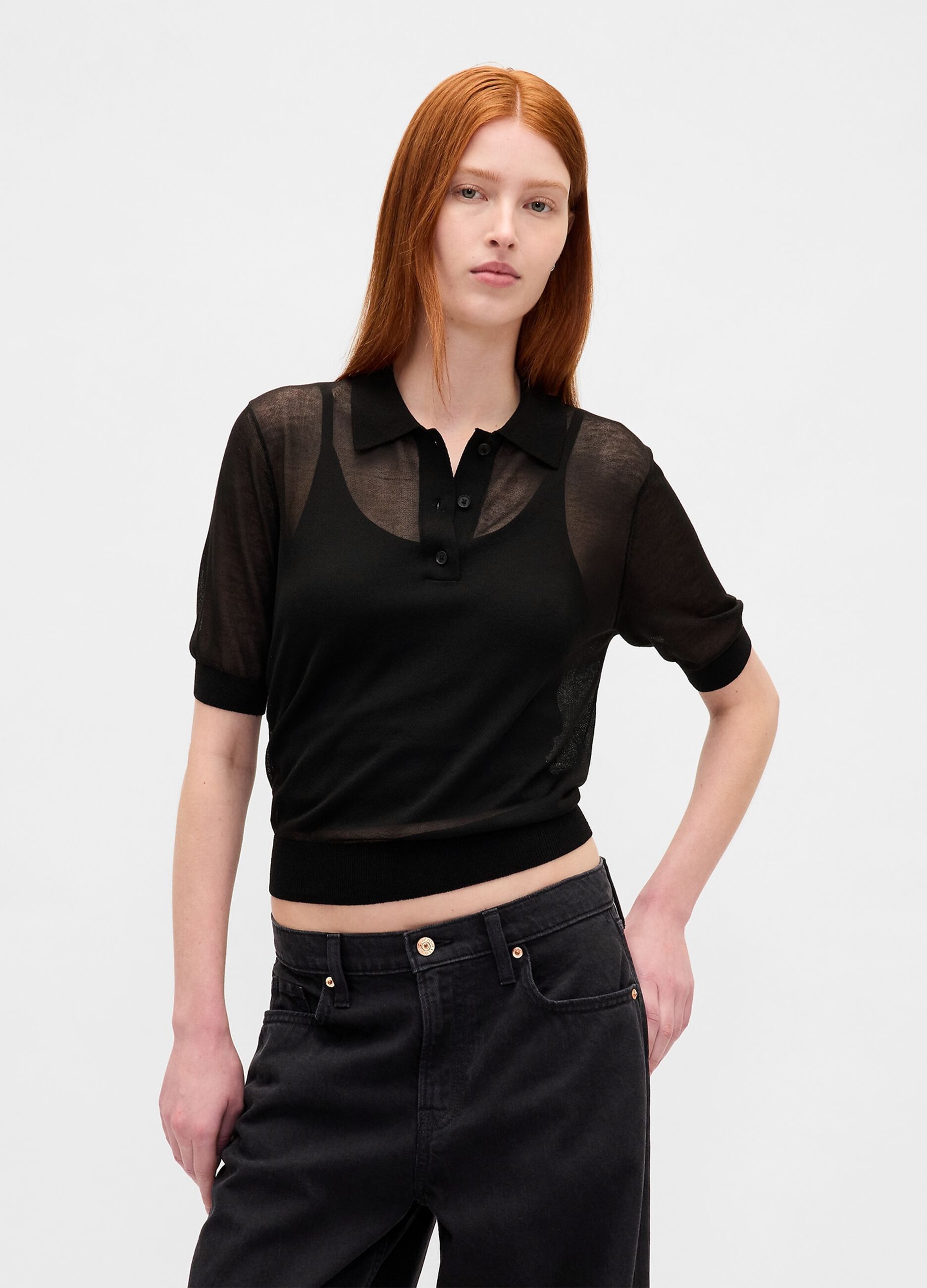 Polo nera in misto acrilico
