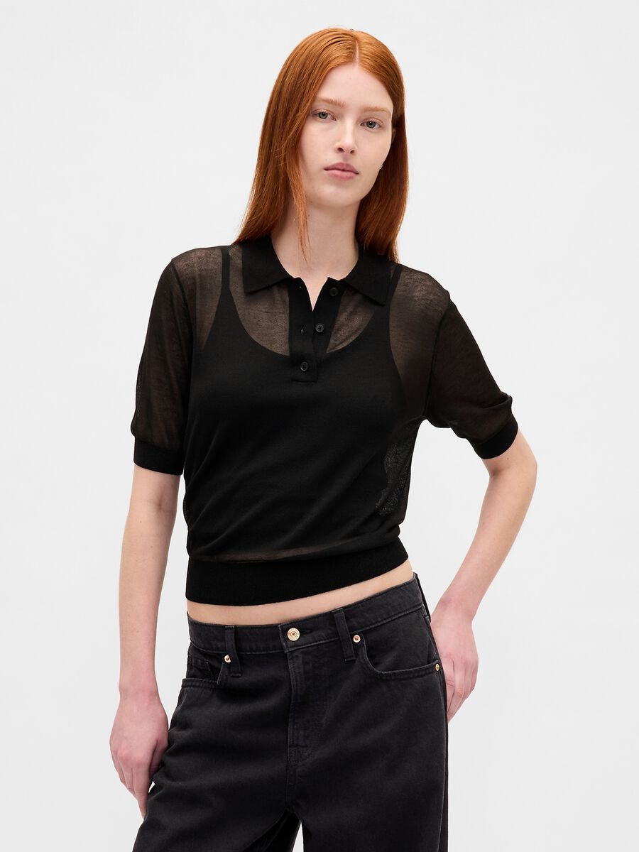 Polo nera in misto acrilico_0