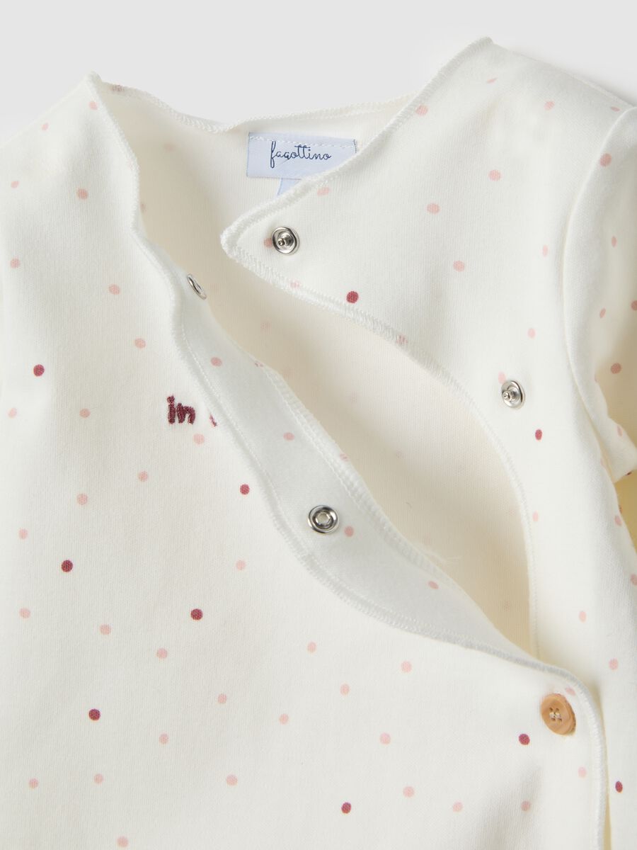 White pure cotton baby girl bodysuit with polka dots, regular fit_2