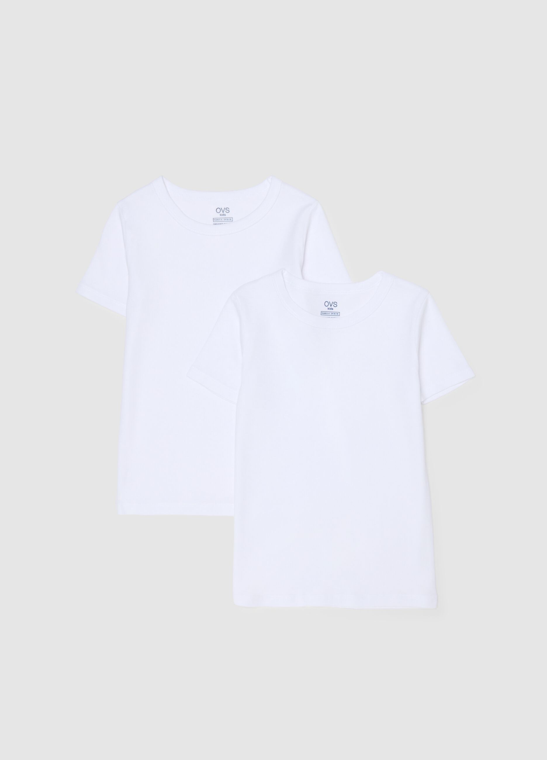 Pack of two white children's t-shirts in pure cotton, regular fit