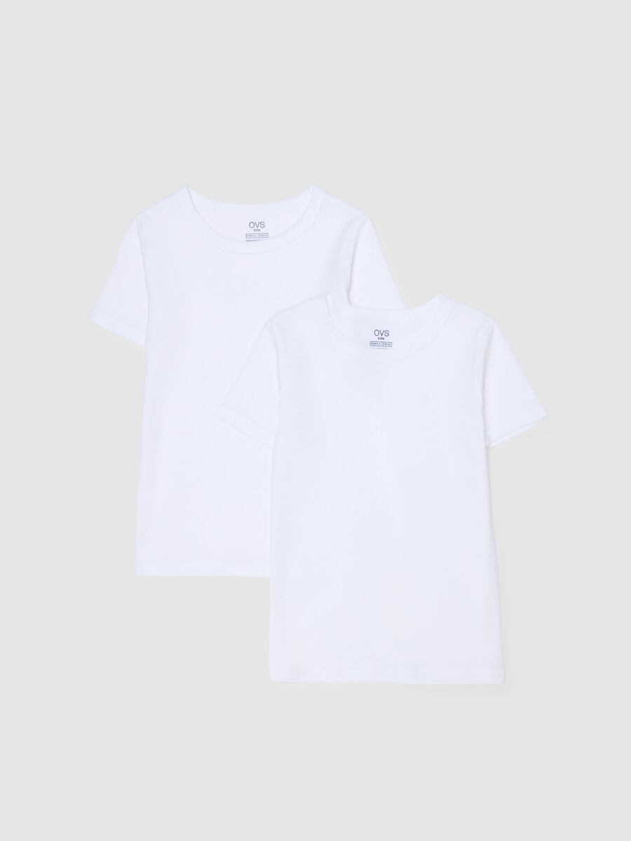 Pack of two white children's t-shirts in pure cotton, regular fit_0