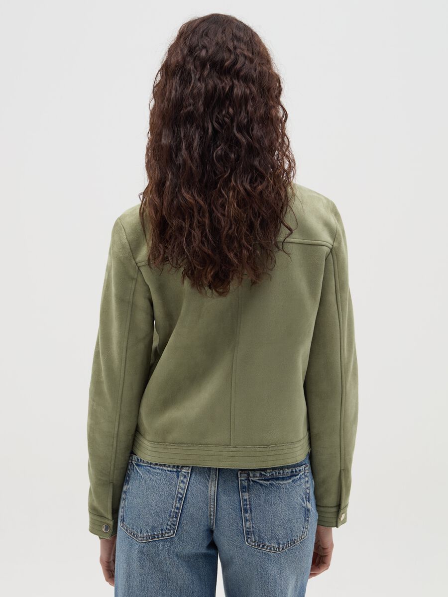 Short suede jacket with full-zip _2