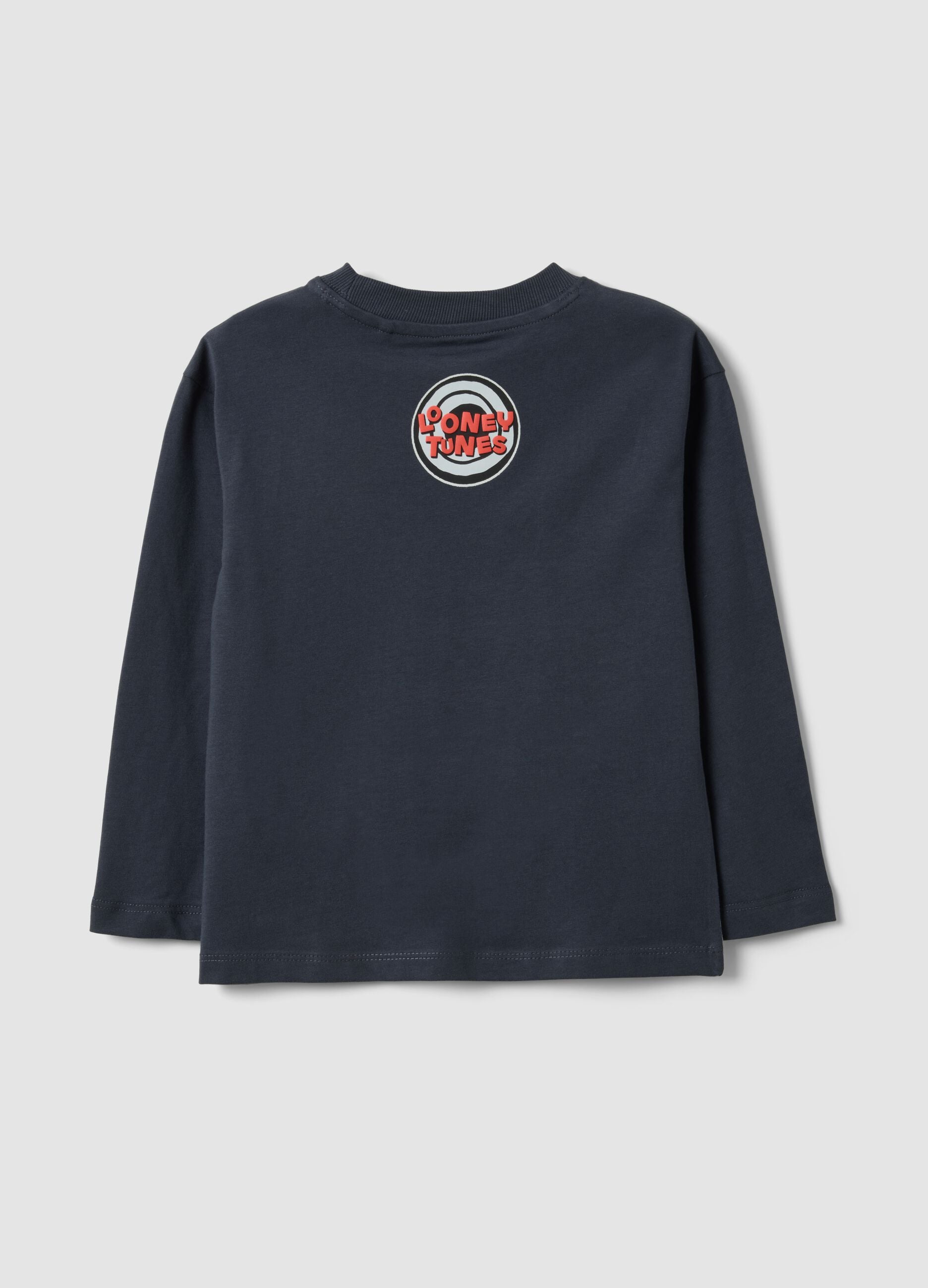 Grey pure cotton Looney Tunes print T-shirt for boys