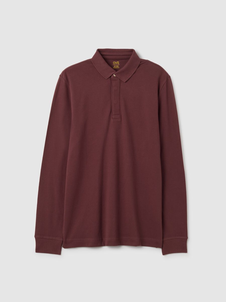 Polo in cotone elasticizzato marrone regular fit_0