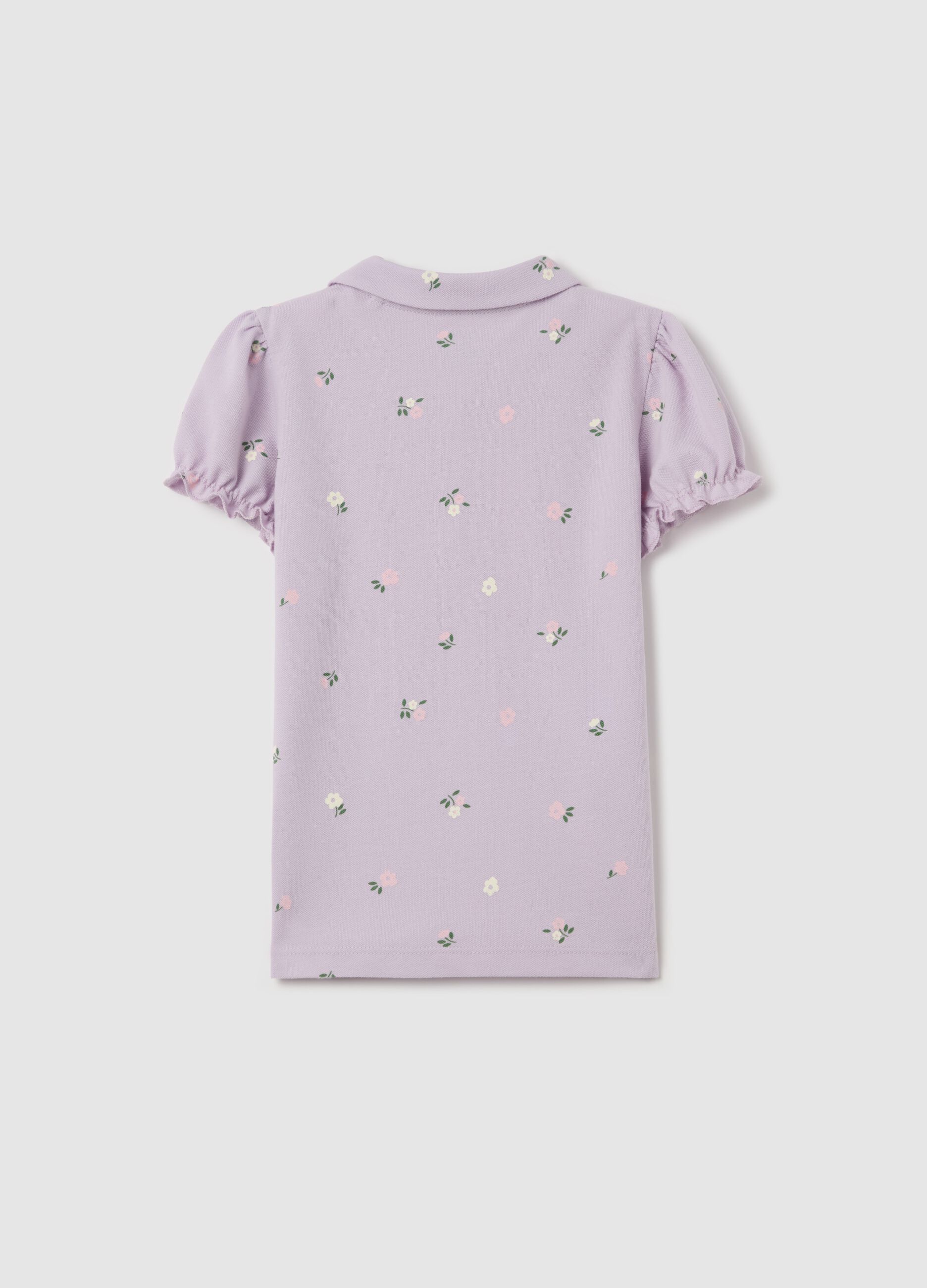 Organic cotton polo shirt with print