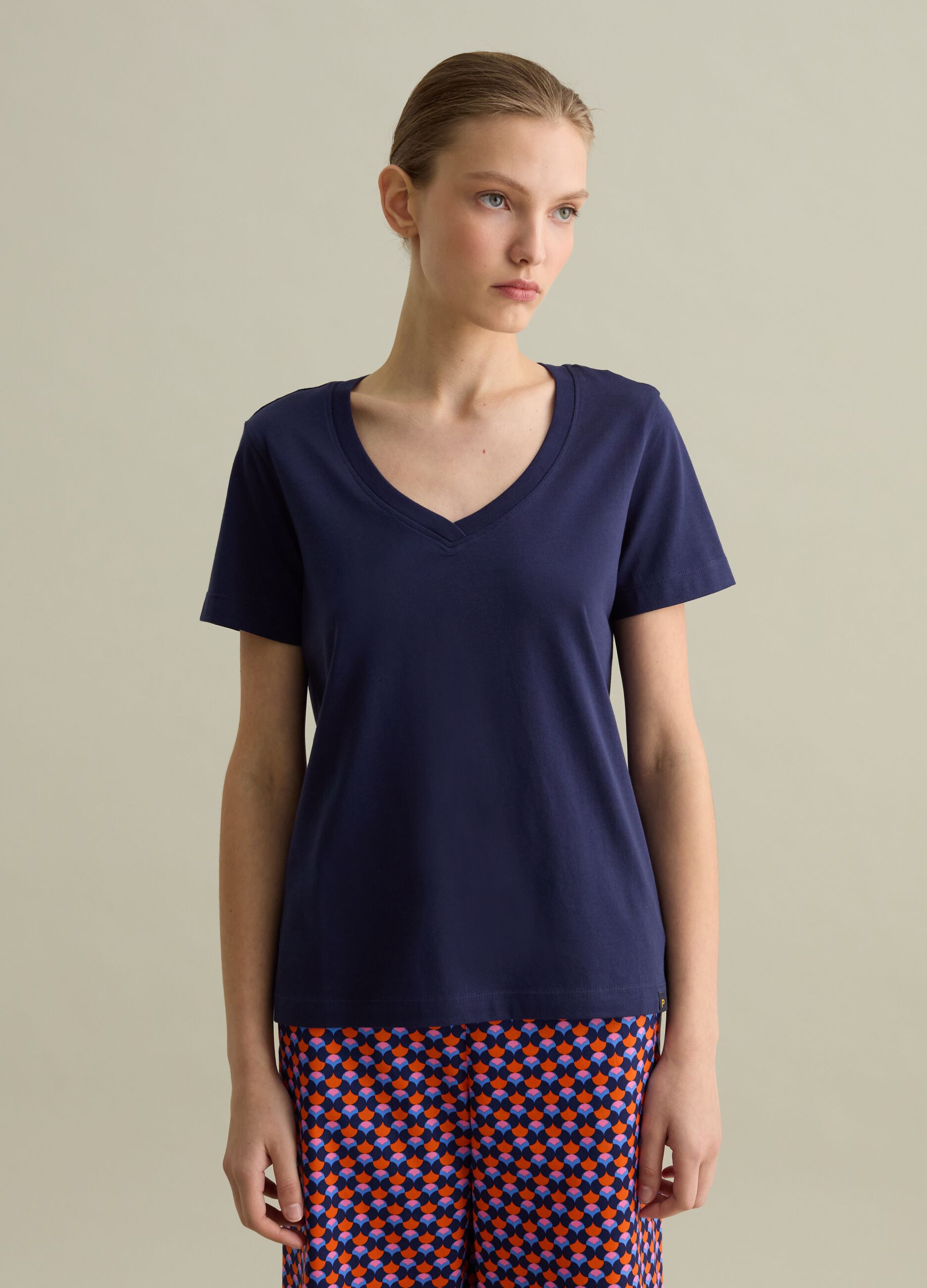 Cotton V-neck T-shirt