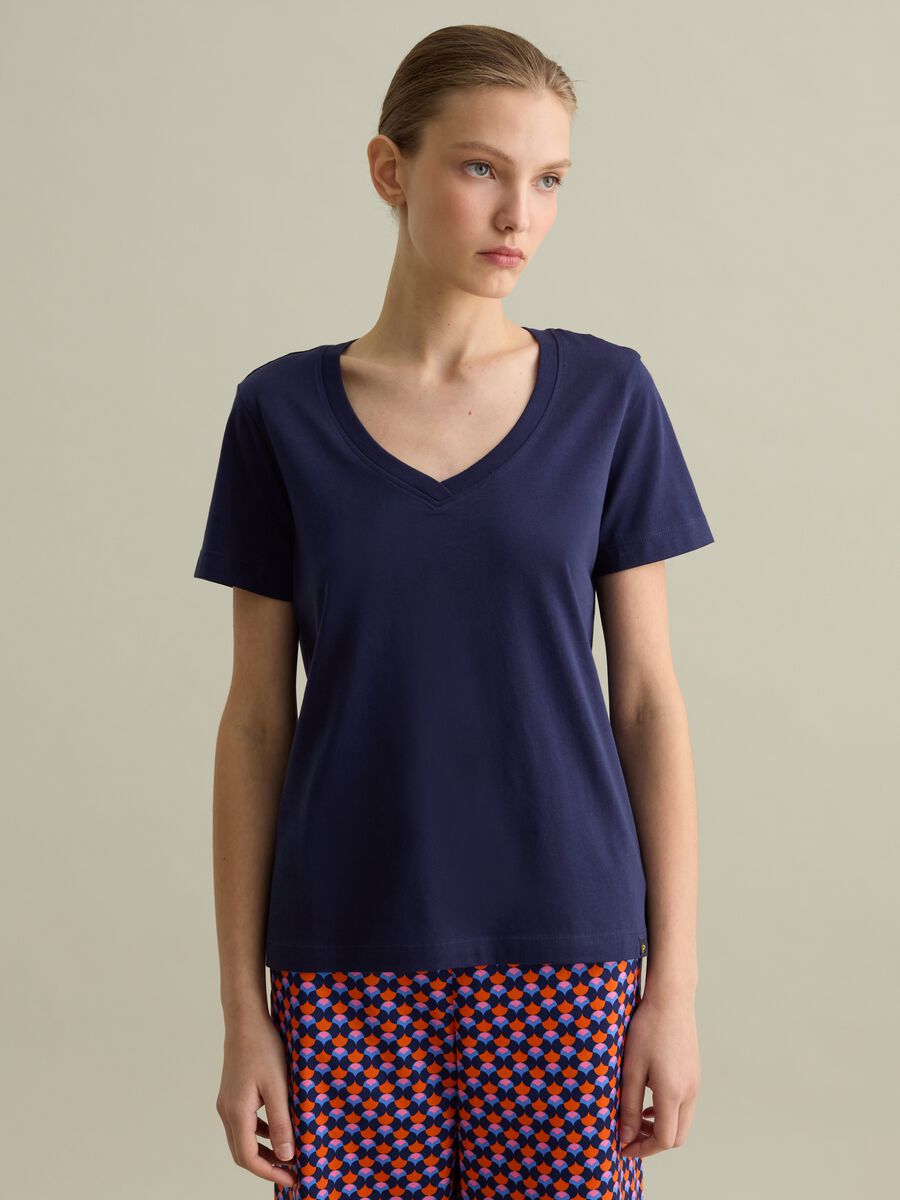Cotton V-neck T-shirt_0