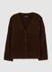Brown oversized V-neck cardigan with buttons_0