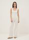 White wide leg stretch cotton jogger trousers_0