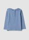 Blue stretch organic cotton top with broderie anglaise collar_1