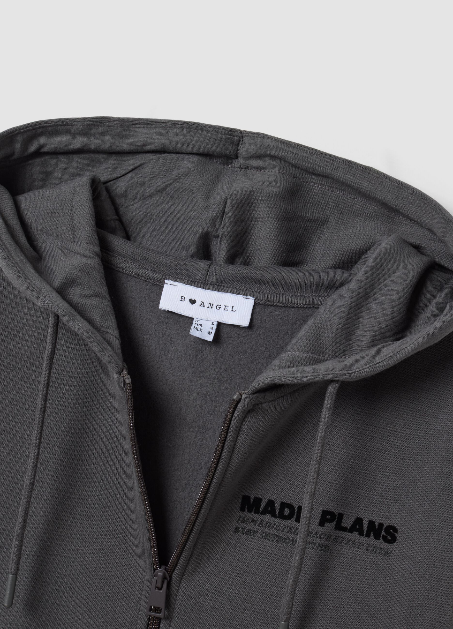 Grey cotton-blend hoodie with relaxed-fit slogan