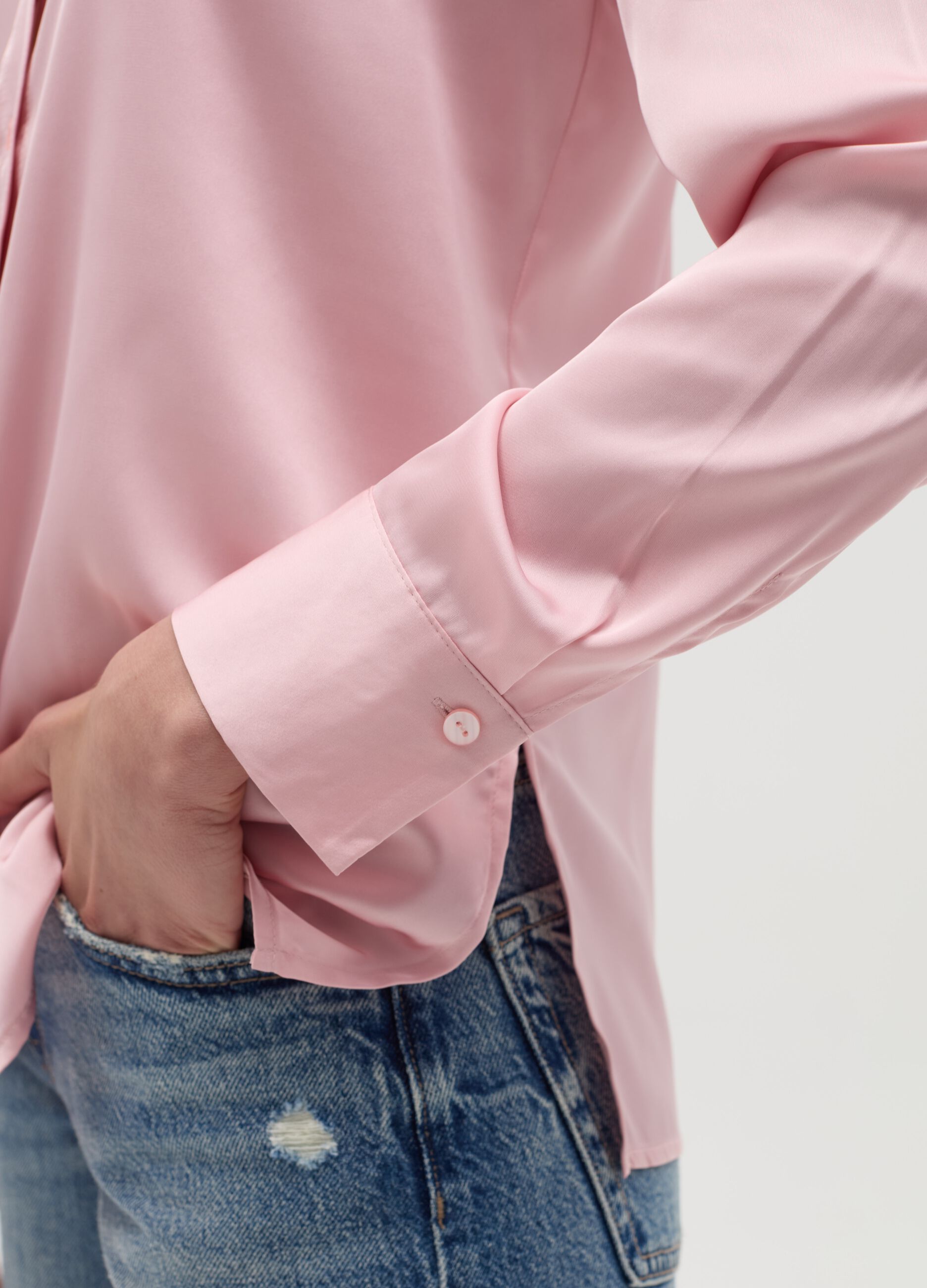 Satin shirt with side splits