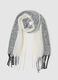White and Grey Striped Scarf with Fringes_0