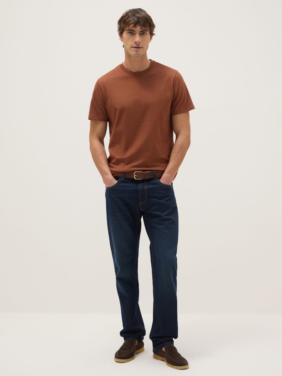 Regular fit brown pure cotton t-shirt_1