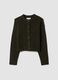 Green stretch wool crew-neck cardigan_0