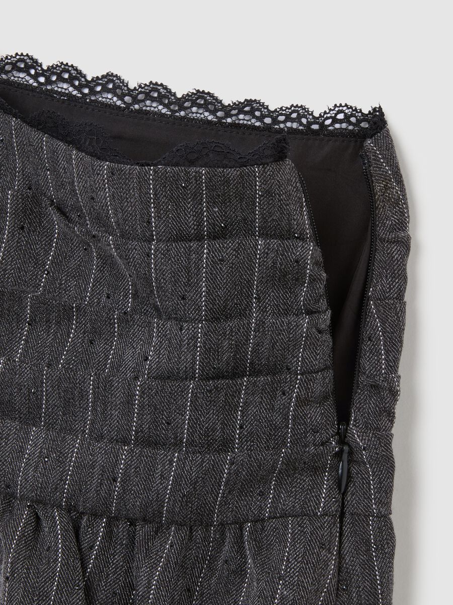 Multicolour striped elasticated fabric skirt with ruffles_5