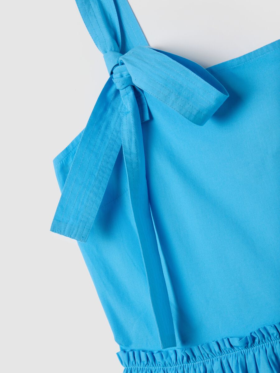 Women's long dress in pure blue cotton_1