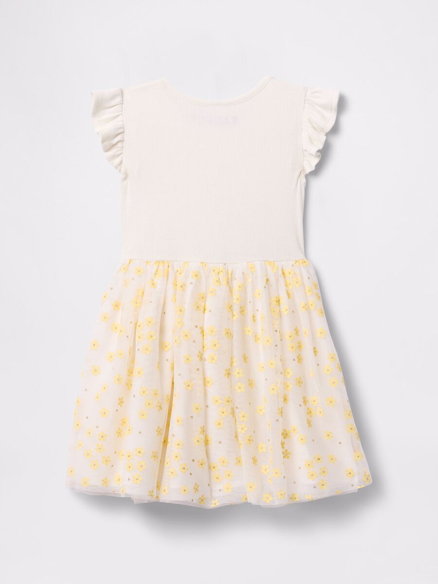 White dress with floral tulle skirt_2
