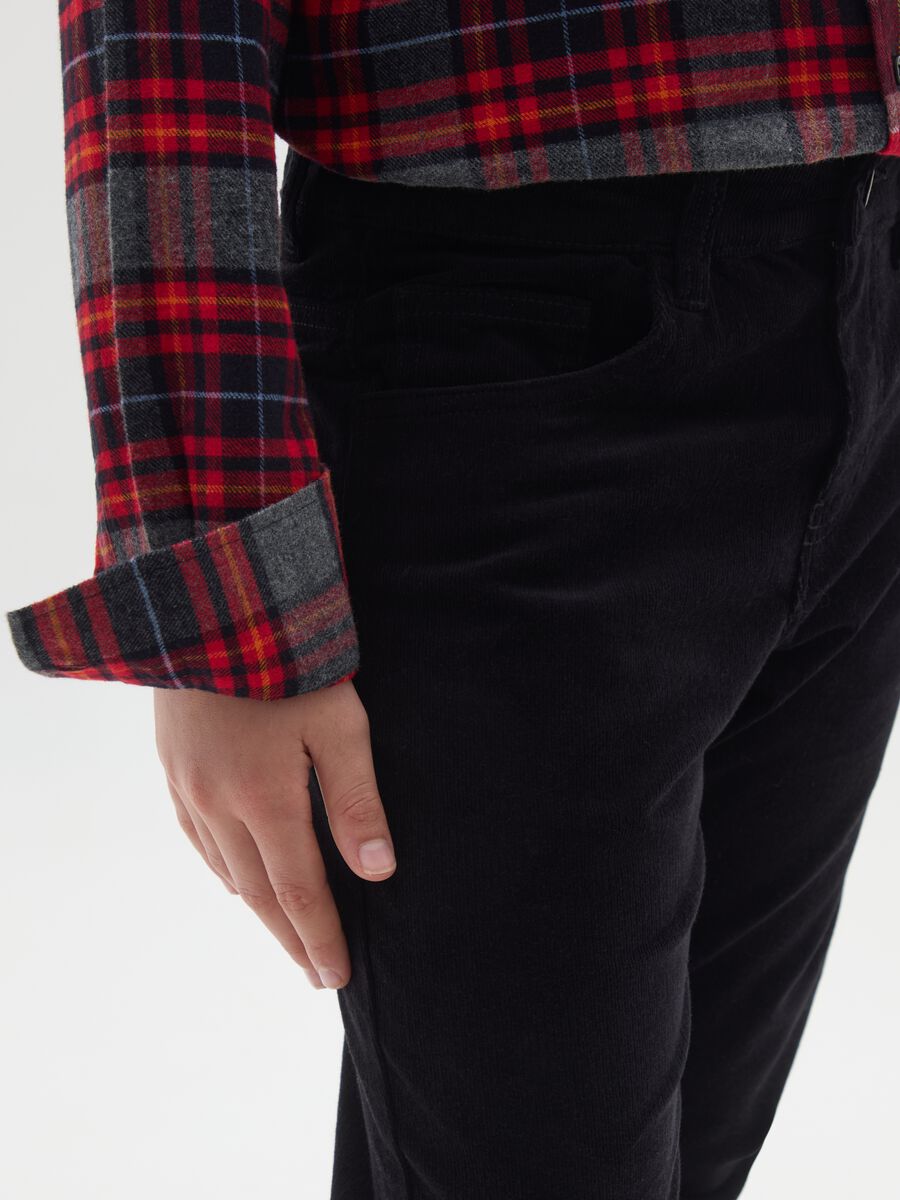 Pantaloni neri da ragazzo in misto cotone regular fit_2