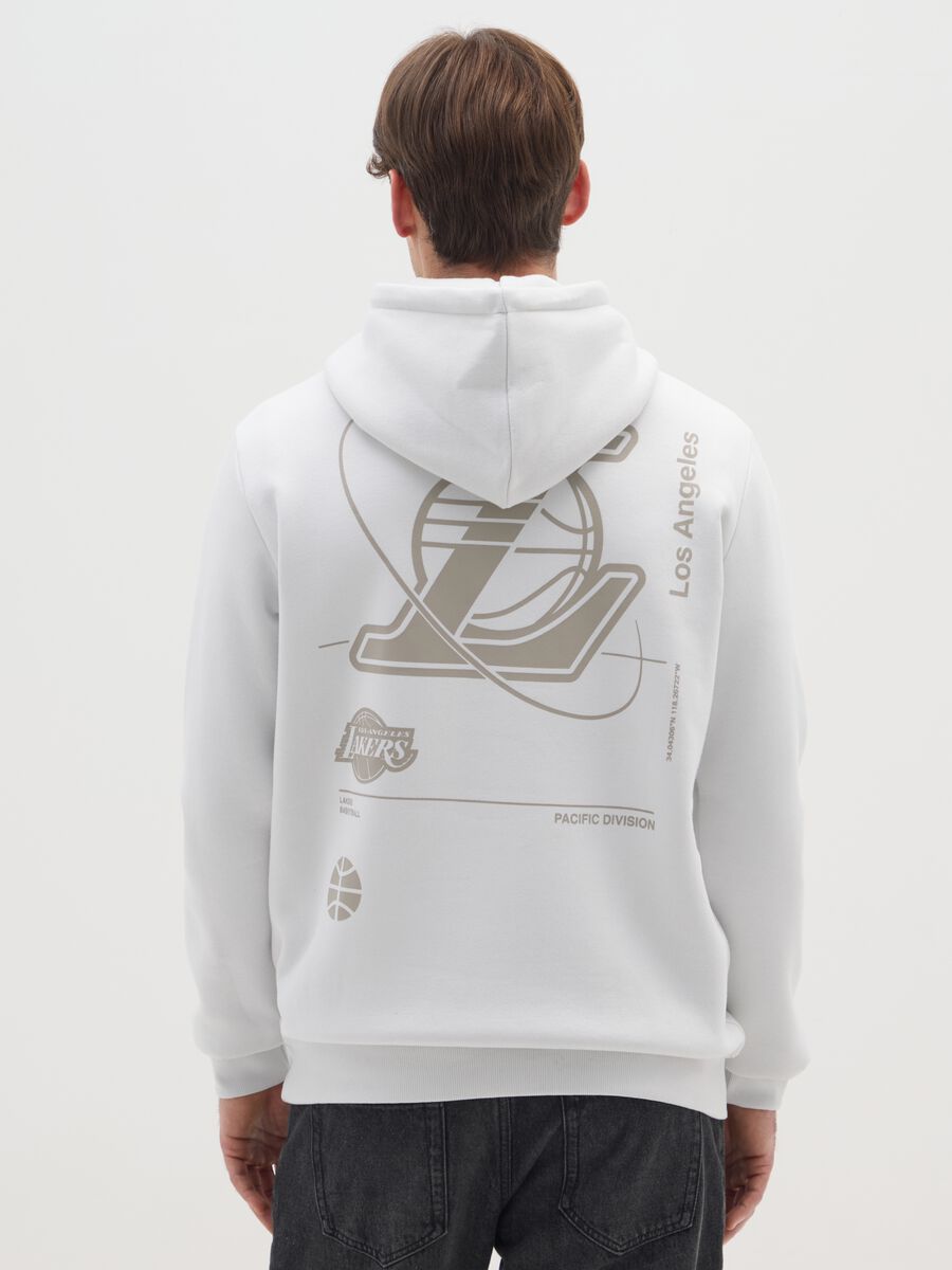 White Cotton Blend Sweatshirt with Los Angeles Lakers Print_2