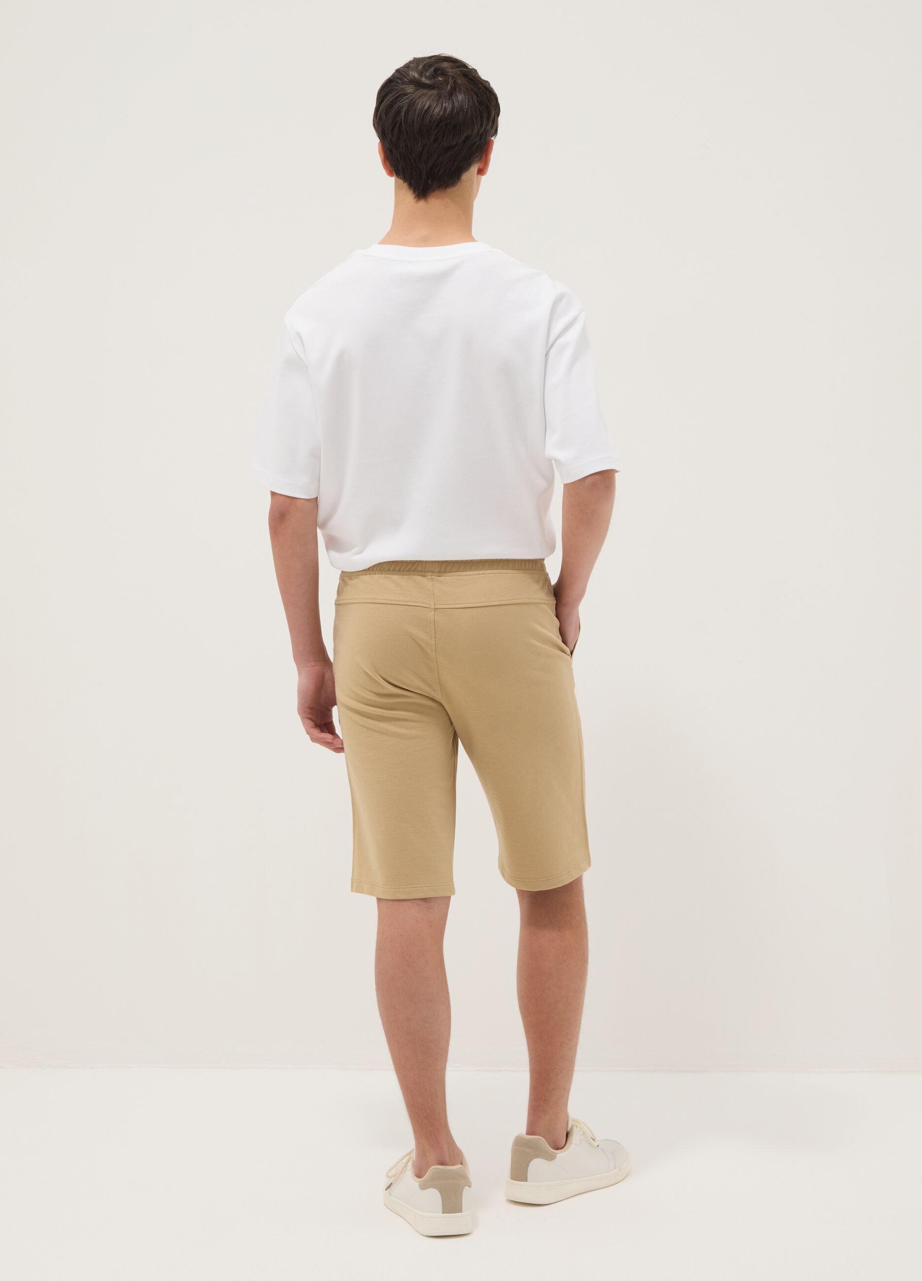 Boy's beige pure cotton shorts regular fit
