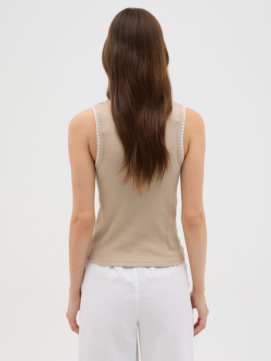 Canotta da donna in cotone elasticizzato beige_3