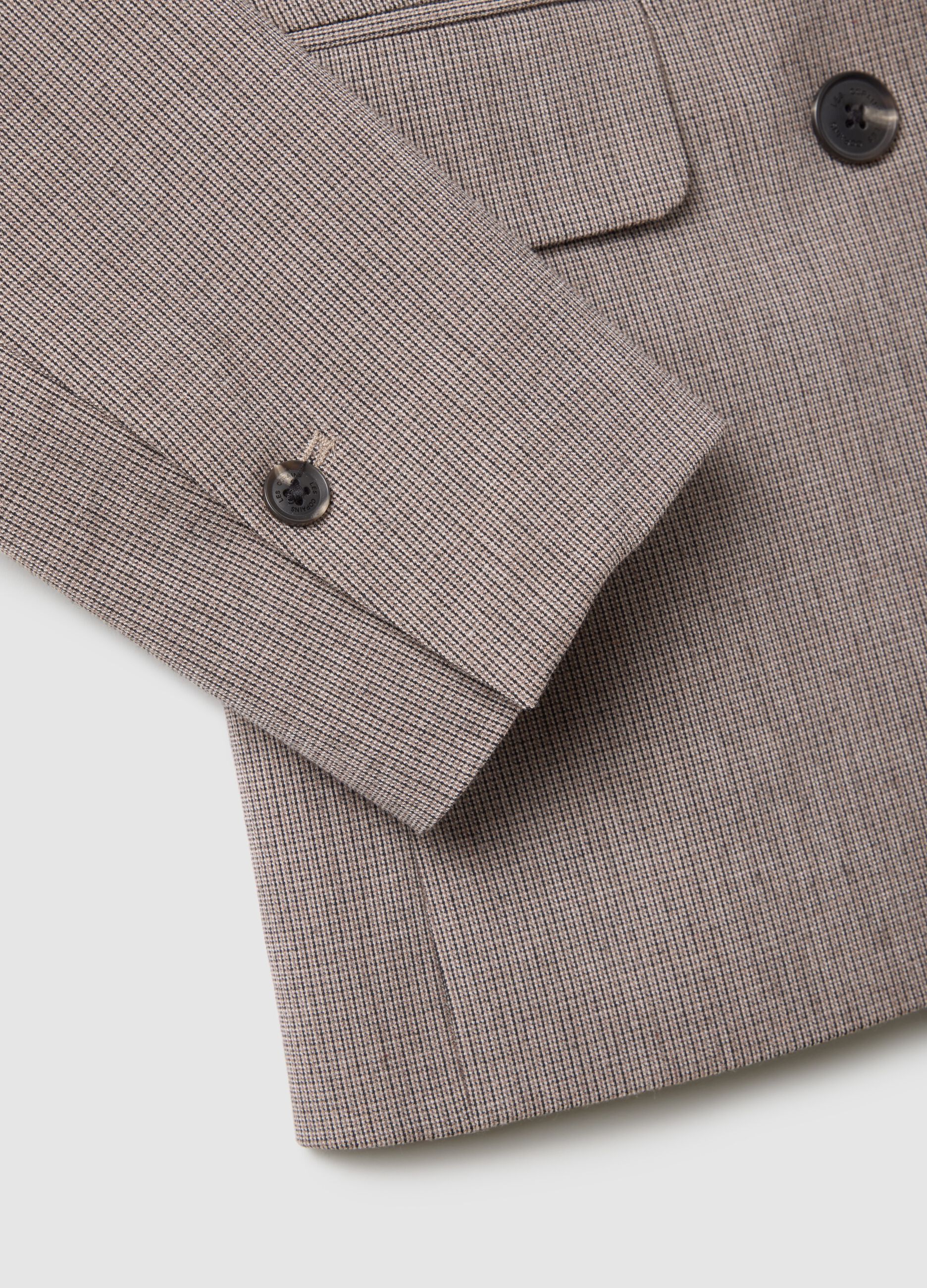 Beige Stretch Fabric Blazer Regular Fit