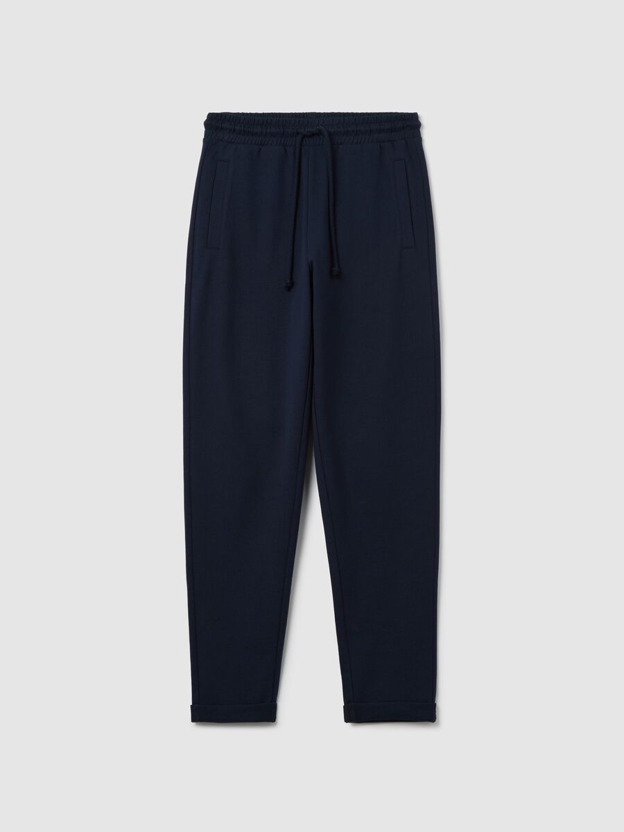 Black French terry joggers with drawstring_4