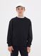 Black pure cotton crew-neck sweatshirt for boys, relaxed fit_1