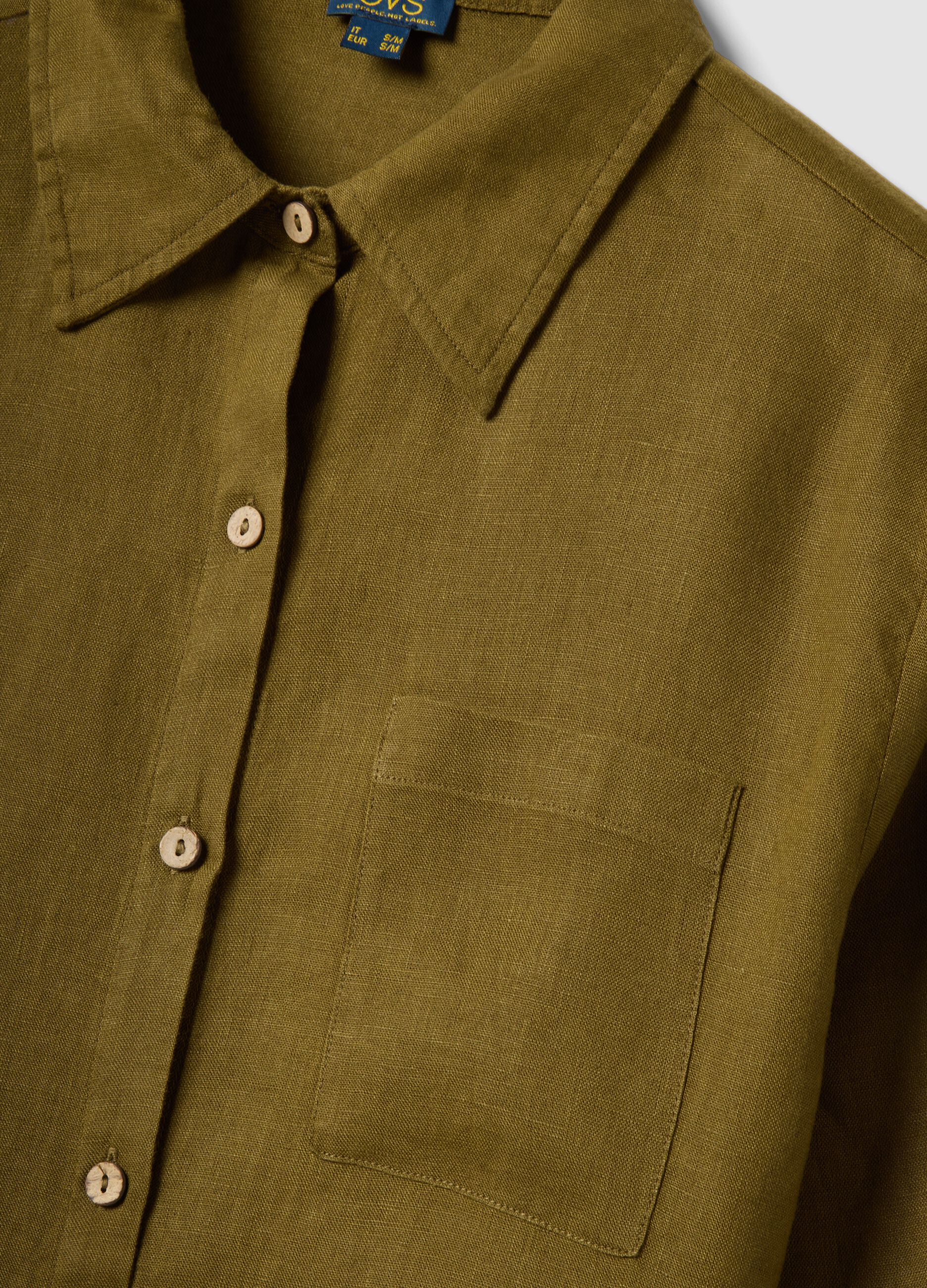 Green pure linen beach cover-up