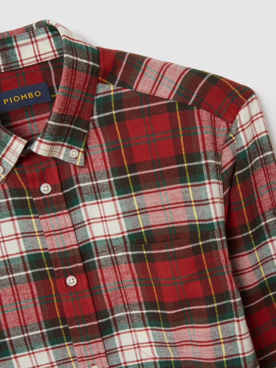 Camicia a quadri multicolor in puro cotone regular fit in flanella_1