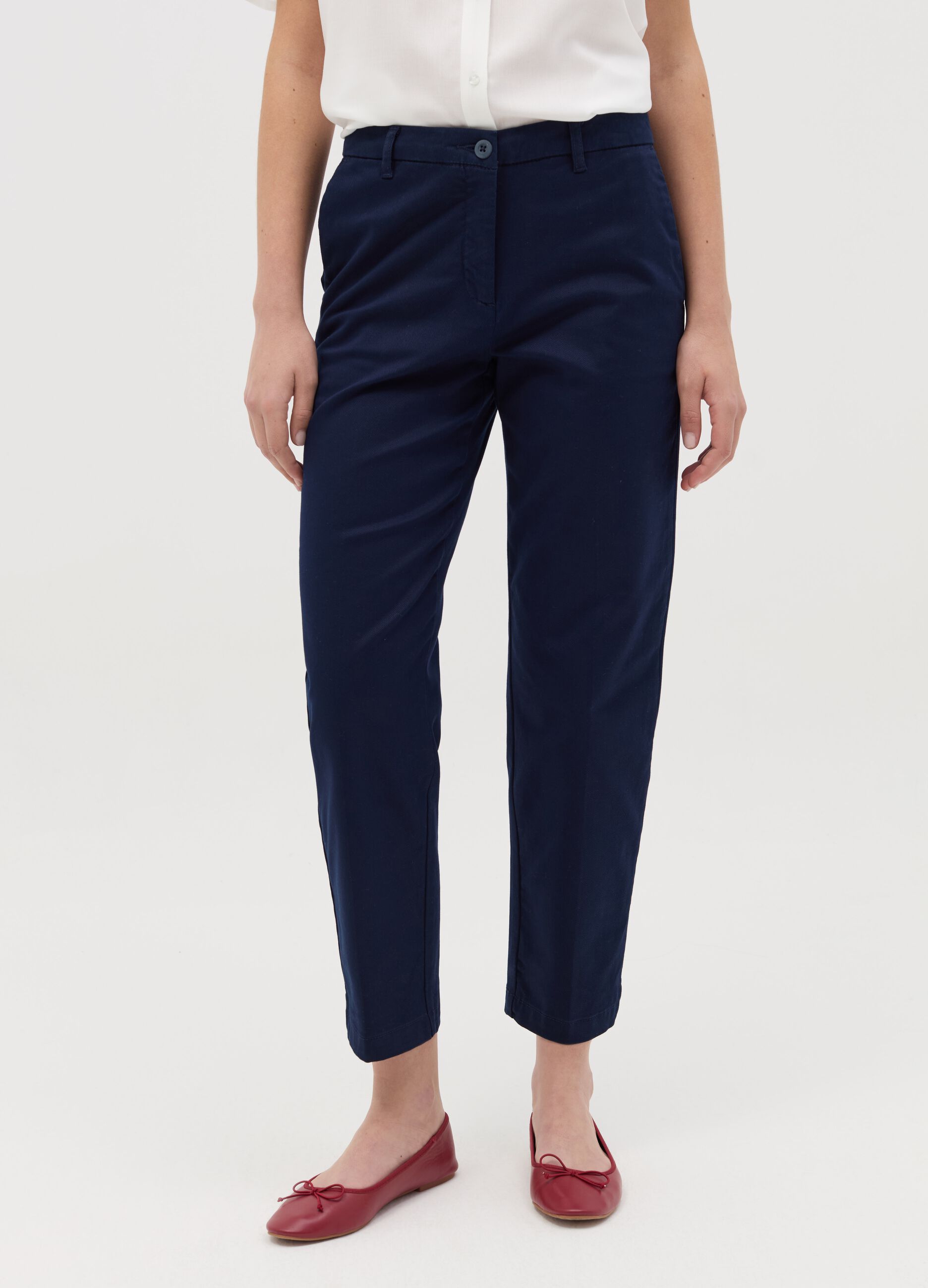 Curvy stretch cotton chino trousers