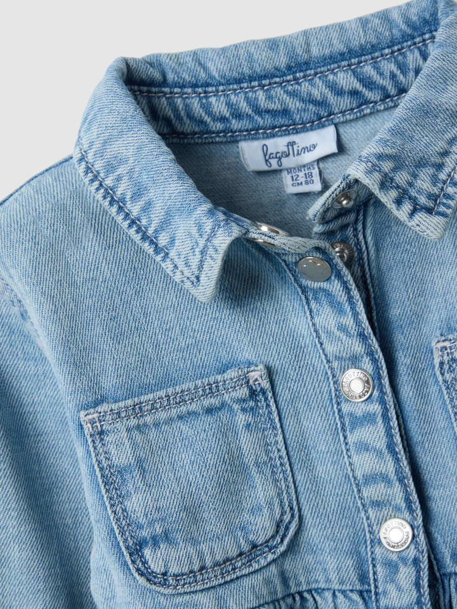 Vestito in misto cotone azzurro da bimba regular fit con colletto_2