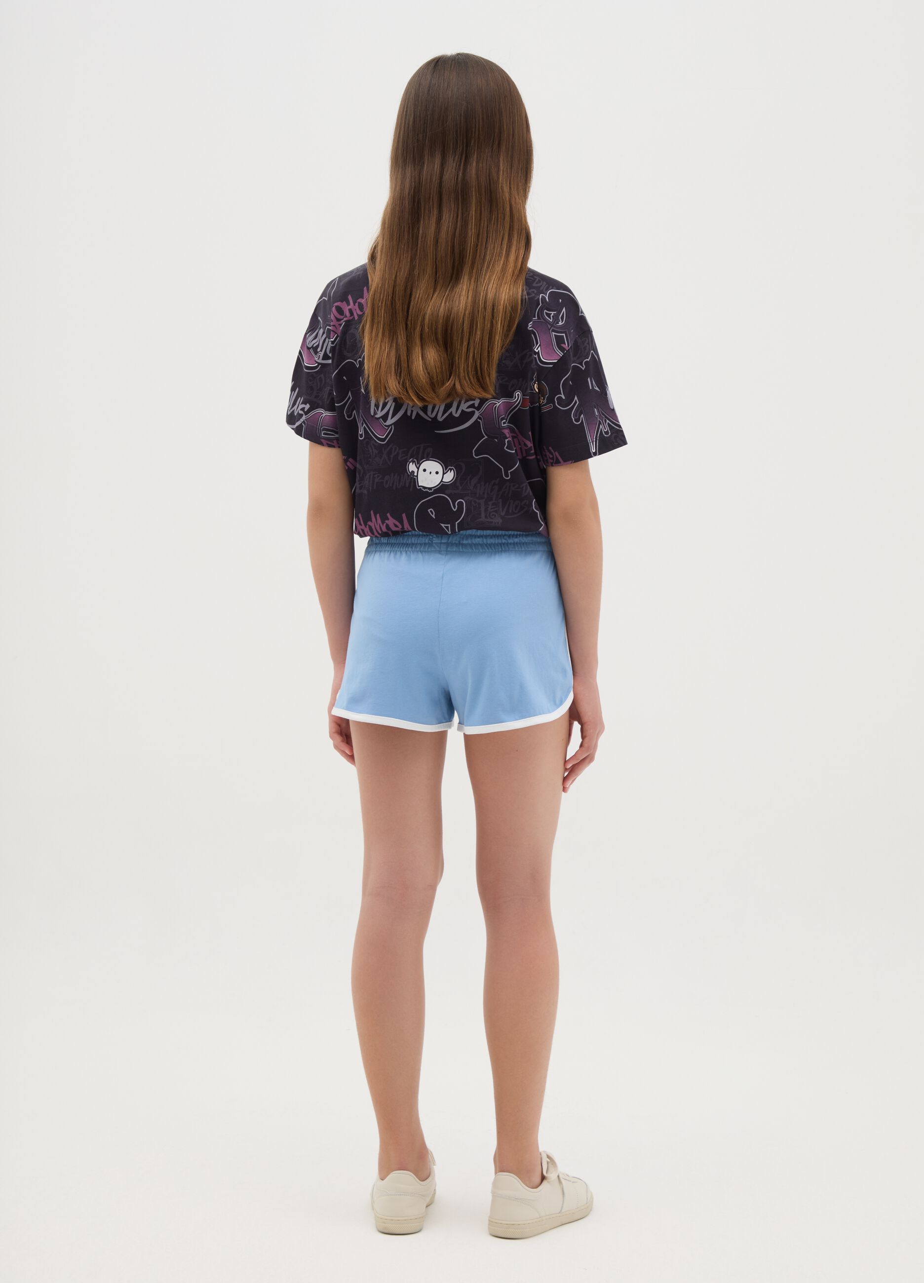 Girls’ slim fit multicoloured shorts in 100% cotton