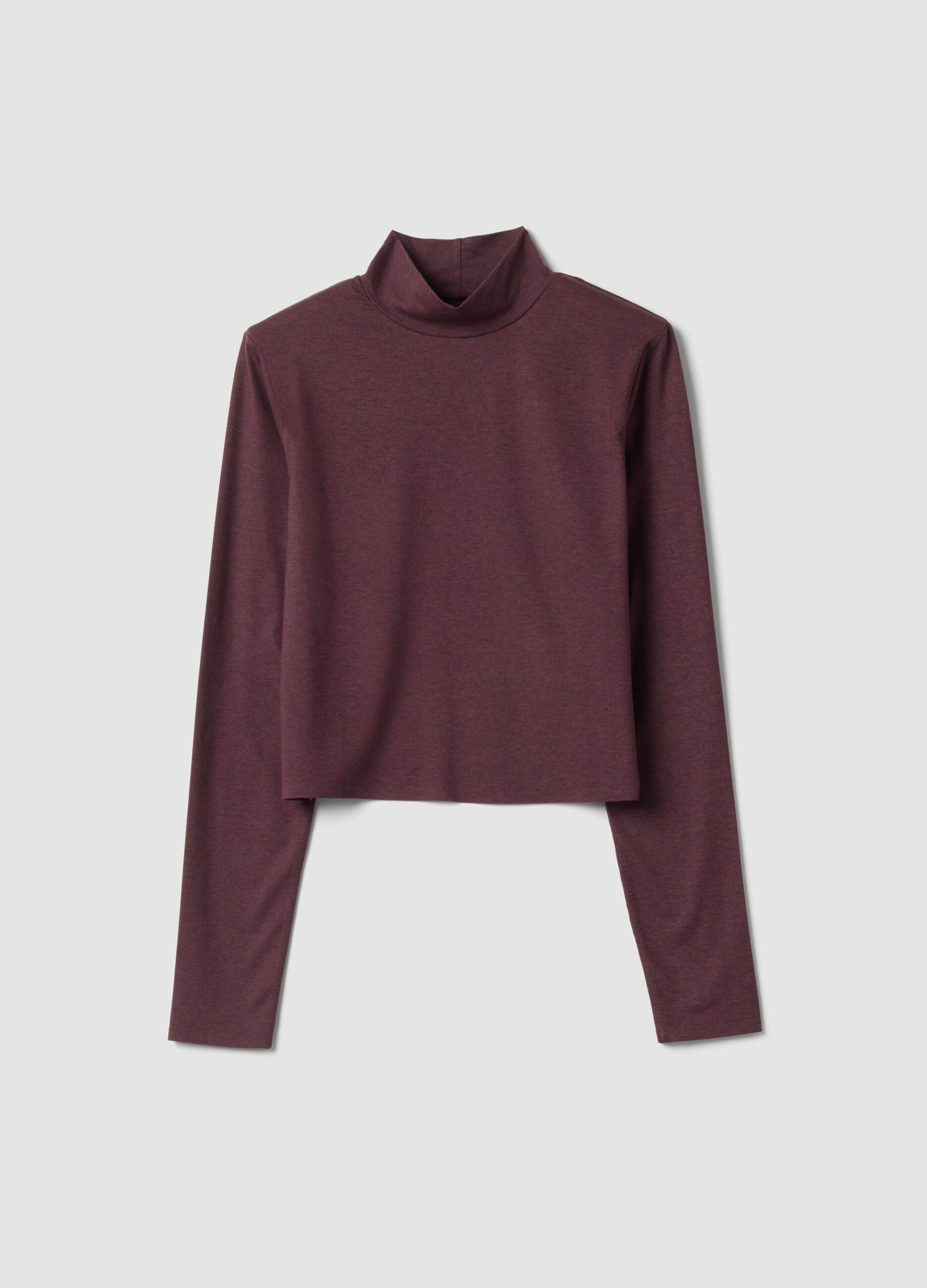 T-shirt viola crop in tessuto elasticizzato con collo rialzato Easy Dry ALTAVIA STUDIO
