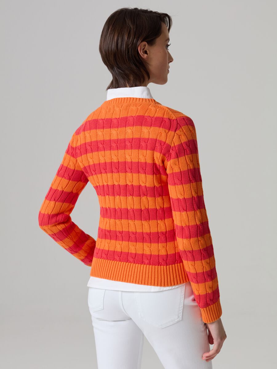 Striped pullover with braided design_2