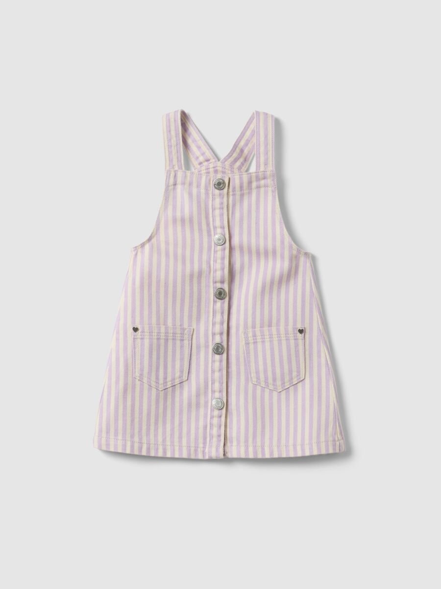 Girls' Regular Fit Multicolor Striped Pure Cotton Dungarees_0