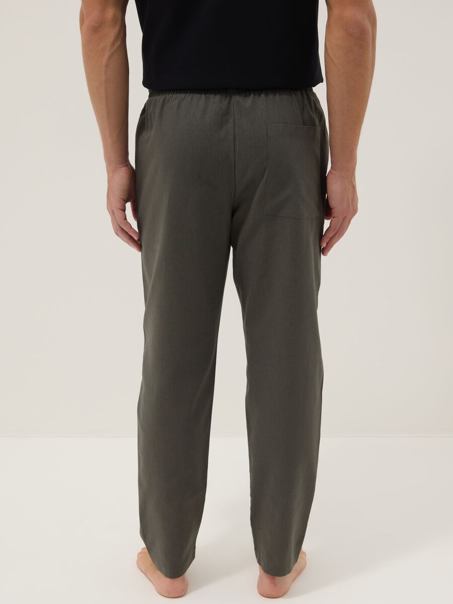 Pantaloni pigiama in misto cotone e lino verdi relaxed fit_2