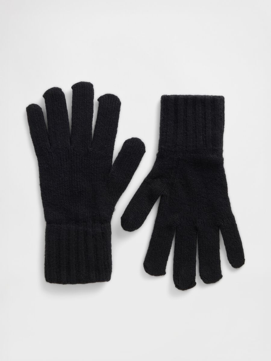 Black Cotton Blend Gloves_0