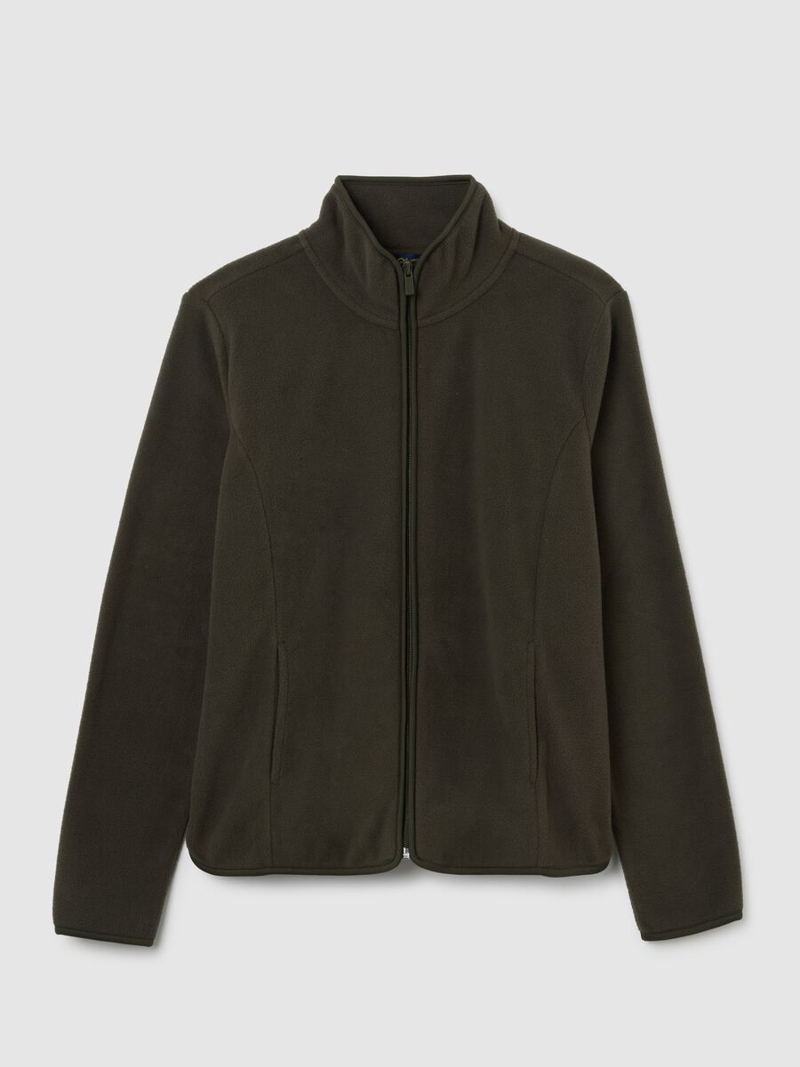 Felpa in pile verde vestibilità fitted e zip_4