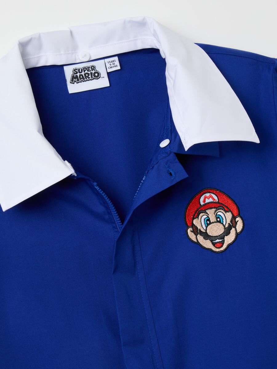 Children's school jacket in blue cotton blend with Super Mario logo_2