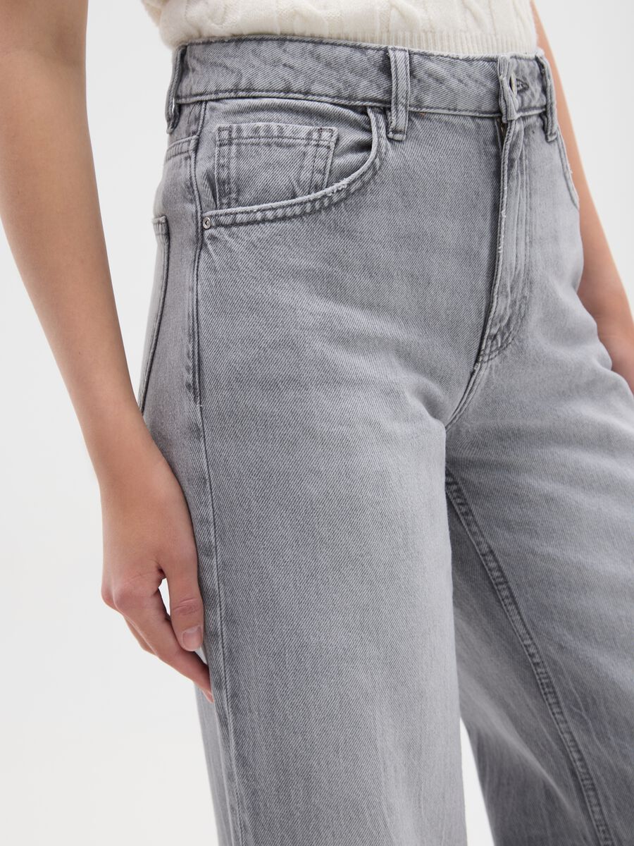 Grey Pure Cotton Wide Leg Jeans_3