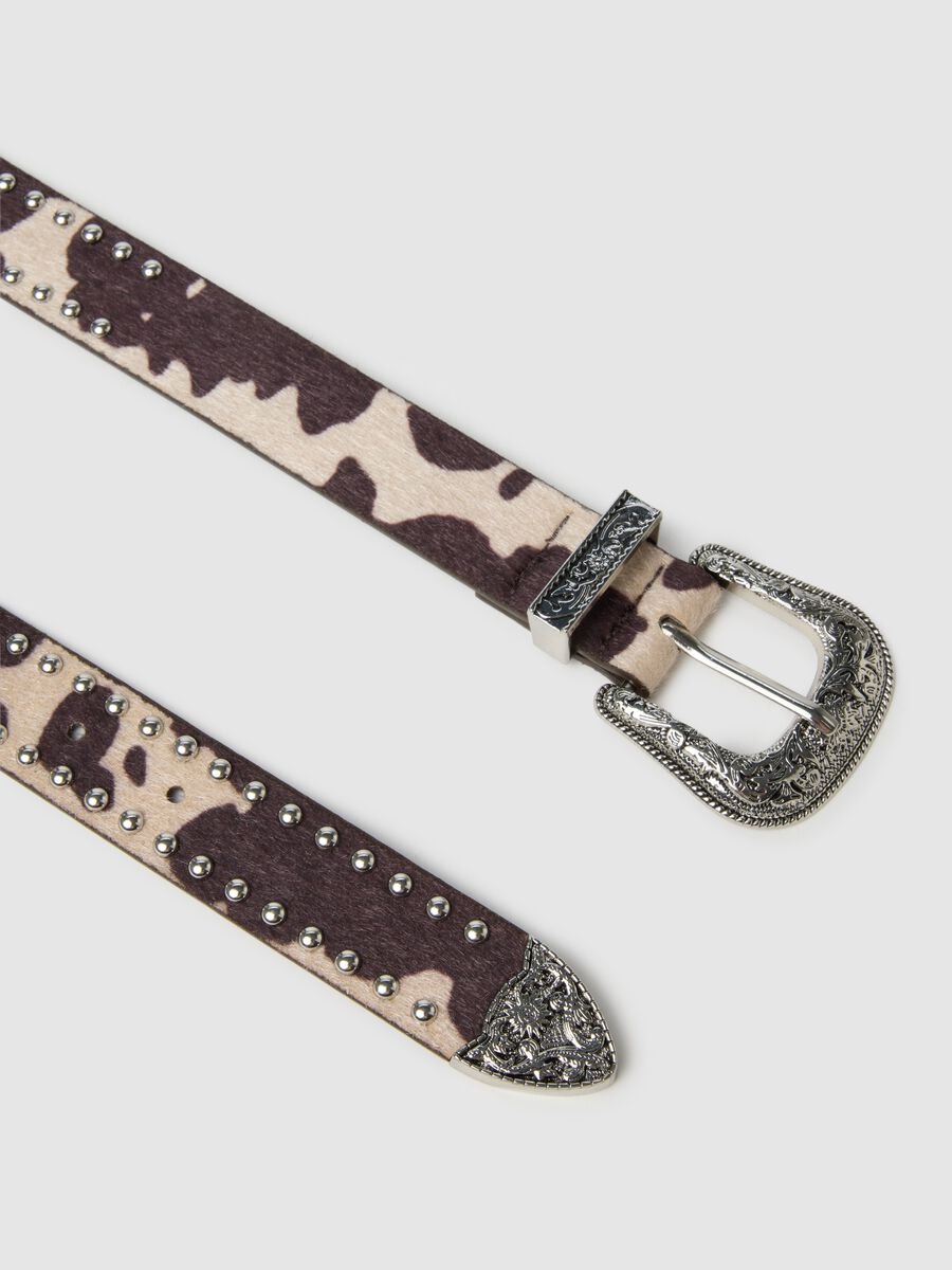 Belt with buckle and animal print_1