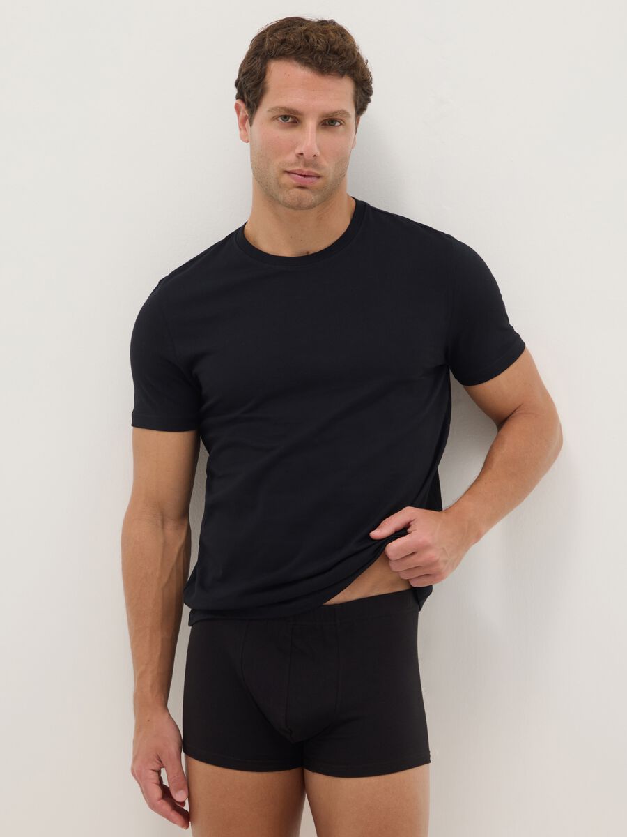 Two-Pack Black T-shirts in Pure Cotton Regular Fit_0
