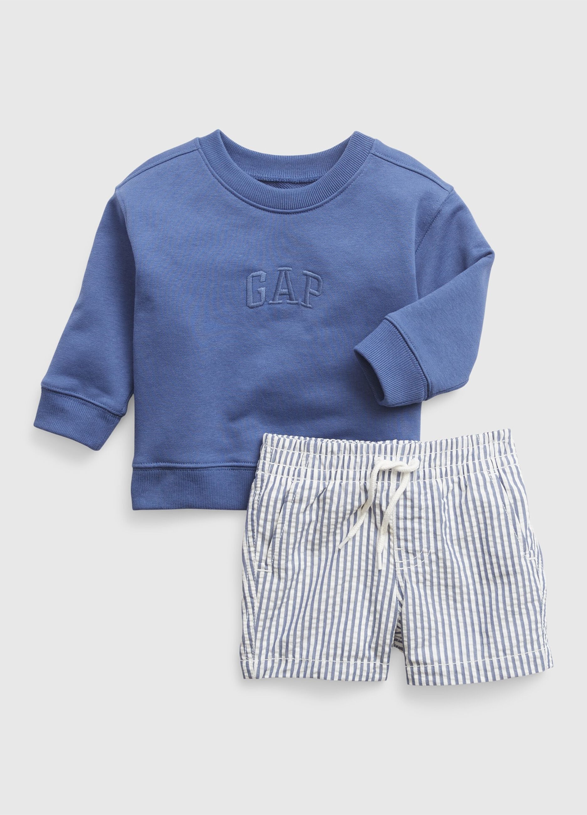Jogging set with sweatshirt and shorts in cotton