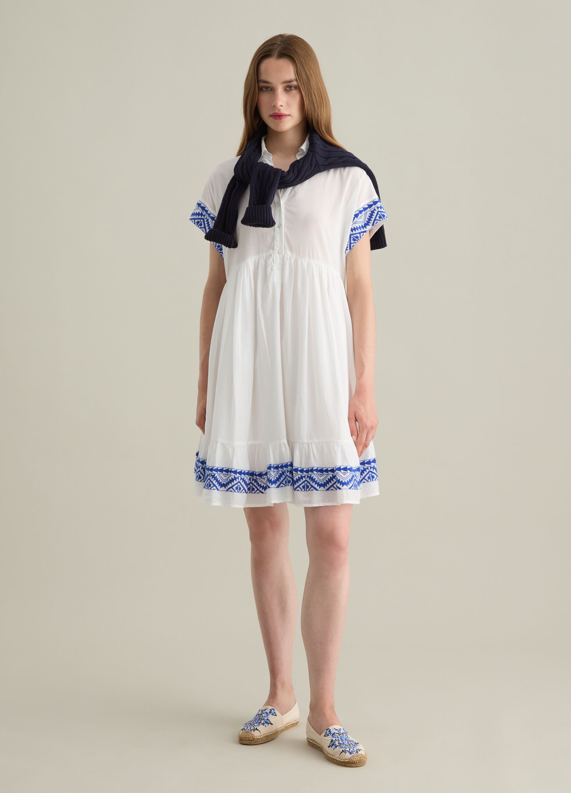 Women's Regular Fit Pure White Cotton Dress