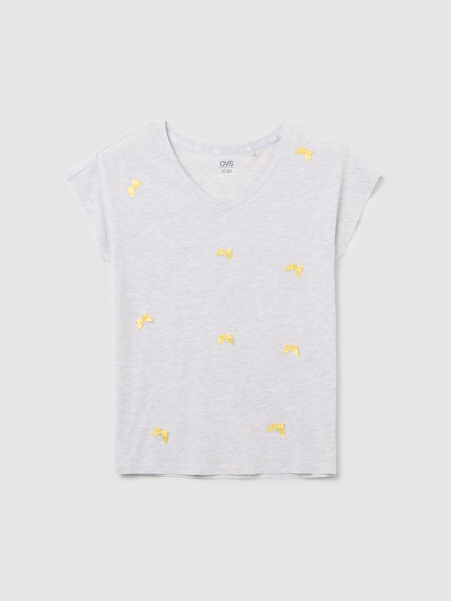 Grey pyjama top with yellow bows_4